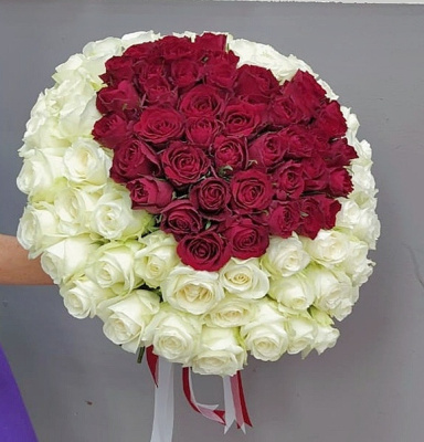 Букет-сердце из 101 розы Эквадор 60 см. 27809