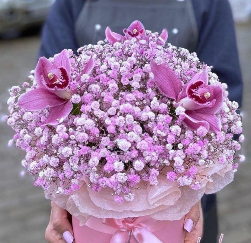 Коробка с гипсофилой "Прекрасное утро" арт. 22458