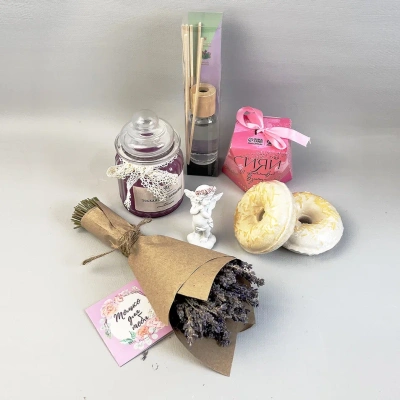 Подарочный набор "Вместо тысячи слов" бомбочки для ванны, ангел, аромасвечи, аромадиффузер 69428