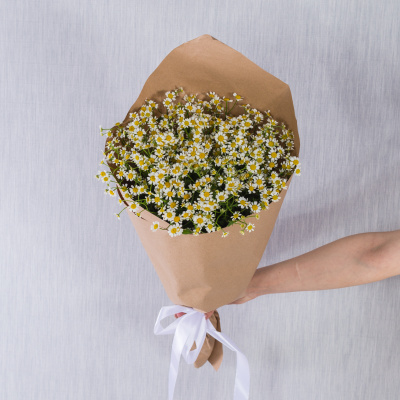 Букет из ромашек танацетумов в крафте 36302
