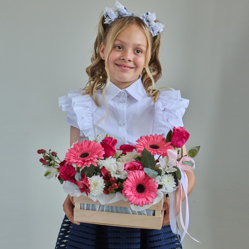 Ящик с герберами школьный арт. 84611